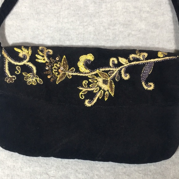 VELVET Occasion Handbag with Intricate Beading Looks Expensive Made in India - Picture 2 of 16